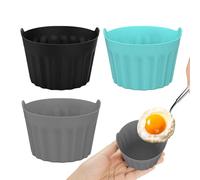 Silicone Egg Poacher, Silicone Air Fryer Egg Poacher, Egg Poacher, 3 Small Reusable Egg Cookers, Poached Egg Maker, Non-Sticky Air Fryer Liners, Heat Resistant