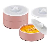 Silicone Egg Poacher with Lids, 3 Pack Microwavable Egg Poaching Cups for Oven Air Fryer, Small Silicone Prep Bowls - Pink