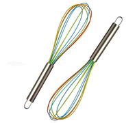 Silicone Egg Whisk - Stainless Steel Handle, Heat-Resistant Balloon Whisk | Non-Scratch Utensil for Cooking & Baking, Ideal for Mixing, Beating, and Whipping (Multicolour)