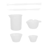Silicone Epoxy Glue Mixing Cup Set 100ml with Scale | White Smooth Non Stick Lining, Collapsible Storage, Stirring for Craft Making Resin Projects