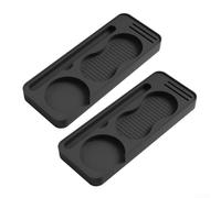 Silicone Espresso Tamping Mat, 2-Pack 24 x 9.4 x 2.2 cm Coffee Distribution & Storage Rack, Non-Slip Heat-Resistant up to 230°C, for Home and Commercial Baristas(black)