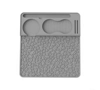 Silicone Espresso Tamping Mat With Raised Edge And Coffee Bean Pattern For Spill Protection Noise Reduction On Kitchen Countertops Black(Grey)