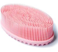 Silicone Exfoliating Bath Brush for Luminous Skin and Exfoliating for Soft and Long Lasting Foam and More Hygienic Than Traditional Loofah Body Brush (Pink)