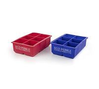 Silicone Extra Large Ice Cube Trays, 2 Trays (Red + Blue) by Eco-Pebble