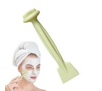 Silicone Face Brush - Face Film Mud Applicator Scraper for Masking | Double Sided Soft Bristles with Spatula Tip & Flexible Rubber Head for Makeup Removal, Pore Cleansing, and Spa Facials