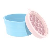 Silicone Face Ice Bowl Pink Blue Bowl for Face Ice Bath with Built-in ICES Tray Portable Foldable Quick Cooling Facial Washing Basin for Puffiness Relief Soothe Skin Home Use or Travel
