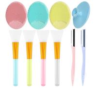 Silicone Face Mask Applicators with Silicone Face Scrubber and Razor for Women Mask Applicator Tool Face Exfoliating Scrubber All Skin Types Reusable 10 Pack