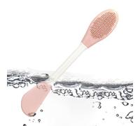 Silicone Facial Brush, Face Wash Tool, Double Headed Scrubber, 6.38 Inches, Ergonomic Handle Applicator Design, for Application Travel Shower Makeup Removal Washing Use