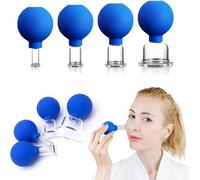 Silicone Facial Cupping Set, Vacuum Suction Massage Therapy Kit for Face, Eyes, Neck and Body, Anti Cellulite, Anti Wrinkle, Skin Tightening and Lifting, Relaxing Beauty Tool，4pcs