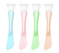 Silicone Facial Mask Applicator, 4 Pcs Reusable Double-End Face Mask Brush Washable Beauty Spatula Tools for Clay, Cream, Gel, And Mud Facial Masks, Gentle Exfoliating Deep Pore Cleansing, Detachable