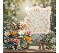 Silicone Fairy Angel Cake Fondant Molds, Flower Girl Sugarcraft Decorating Chocolate Baking Mould Clay Craft Gum Paste Cupcake Decor Mold (Girl #1)