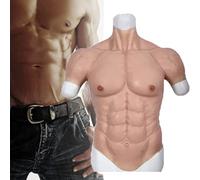 Silicone Fake Muscle Chest Costume - Lifelike Abs Torso Body Suit for Men Simulation Skin Halloween Cosplay