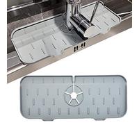 Silicone Faucet Absorbent Mat, Protector for Kitchen and Bathroom Sink, Drying Mat for Kitchen Counter, Sink Splash Guard, Faucet Handle Drip Catcher Tray, Drying Pad (Grey)