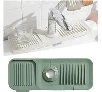 Silicone Faucet Mat,Faucet Sink Splash Guard,Silicone Faucet Handle Drip Catcher Tray,Kitchen Sink Splash Guard,Silicone Draining Mat for Kitchen Sink (Green)