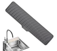 Silicone Faucet Mat, Kitchen Sink Splash Guard, Silicone Draining Mat Around Tap, Faucet Handle Drip Catcher Tray, Sink Protector Mat, Extended Sink Faucet pad Splash Guard for Countertop (Gray)