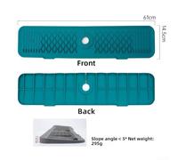 Silicone Faucet Splash Pad, 61 x 14.5 cm Foldable Slope Mat for Kitchen Sink, Anti-Slip Countertop Protector, Water-Absorbing & Multi-Functional Dish Soap Holder(61CM Green)