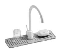 Silicone Faucet Tray Drip Mat, Reusable Kitchen Splashback Sink Mat, Equipped with High Strength Anti Slip Strips Effective Diversion, Easy Cleaning, for Soap Bar, Sponge, Brush