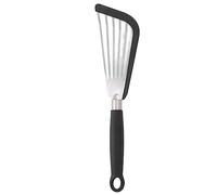 Silicone Fish Spatula Stainless Steel Slot Nonstick Coating Spatula Turner for Frying Fish Eggs Steak Kitchen Cooking Tool (Black)