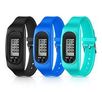 Silicone Fitness Tracker Watch 3 Pcs Walking Running Pedometer Calorie Burning and Step Counting Bracelet Steps Pedometer Watch for Walking Men Women Kids, Mint Green, Blue, Black