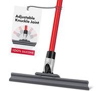 Silicone Floor Squeegee by RAVMAG - Lightweight with 12 Inch Blade & 55 Inch Long 4PC Handle with Adjustable Knuckle Joint for Garage/Concrete/Tile Floors, Shower Glass Doors/Wall, Windshield & Window