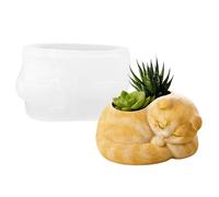 Silicone Flower Mould Casting Mould - Sleeping Cat Concrete Mould Silicone - Storage Box Mould DIY | for Cat Lovers Home Country House Style Holiday Party Candle Holder Plant