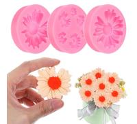 Silicone Flower Moulds 3Pcs - Food Safe & BPA Free | 3D Chocolate, Candy, Gummy, Polymer Clay Moulds for Baking & Crafts | Flexible, Easy Release, Reusable