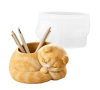 Silicone Flower Pot Mold DIY Cat Shape Storage Box Making Tool with Compact Design Utility Equipment for Candle Holder Cactus Planter Home