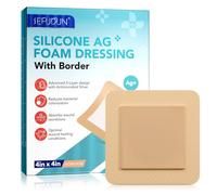 Silicone Foam Dressing with Adhesive Border, 4''x4'' Waterproof Wound Dressing, High Absorbent Breathable Wound Care Bandages for Abrasions and Blisters, Burn, 5 Pack