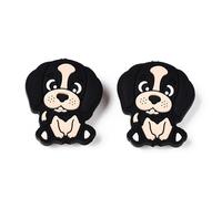 Silicone Focal Beads, Dog, Black Size: About 0.98 inch(25mm) Wide, 1.10 inch(28mm) Long, 0.35 inch(9mm) Thick, Hole: 0.08 inch(2mm).