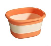 Silicone foldable foot bath bucket with portable retractable function, suitable for home foot soaking with generous space and easy cleaning (No cover orange)