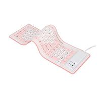 Silicone Foldable Keyboard 103 Keys USB Wired Silent Typing Keyboard, Easy to Carry, for Friends and Family, Purple/Blue/Pink (Pink)