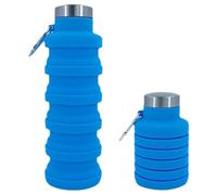 Silicone Foldable Water Bottle 500ml Capacity Leakproof Collapsible Water Bottle BPA Free Silicone Cycling Bottles Portable Folding Sport Water Cup for Gym Outdoor Travel Hiking (Azure)