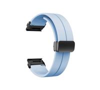 Silicone Folding Buckle Strap Fit For Garmin Descent Mk2 Quatix 7X Enduro 2 Fenix 3(Light Blue)
