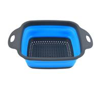 Silicone Folding Drain Fruit Vegetable Washing Basket Foldable Strainer Drainer Kitchen Storage Tool Dish Small Blue