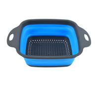 Silicone Folding Drain Fruit Vegetable Washing Basket Foldable Strainer Drainer Kitchen Storage Tool Dish Large Blue
