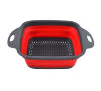 Silicone Folding Drain Fruit Vegetable Washing Basket Foldable Strainer Drainer Kitchen Storage Tool Dish Small Red