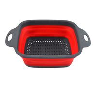Silicone Folding Drain Fruit Vegetable Washing Basket Foldable Strainer Drainer Kitchen Storage Tool Dish Large Red
