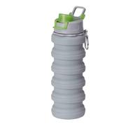 Silicone Folding Water Cup, Silicone Construction, Blue, Gray, Foldable Cup with Lid, ColIapsible Water Bottle, Leak Proof Folding Design, for Beach Trip, Airplane, Stadium, Camping, Picnic, Walking