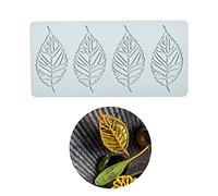 Silicone Fondant Lace Mat, Sugar Craft Impression Mold Edible Cake Molecular Cuisine Decorating, 4 Holes Elm Leaf