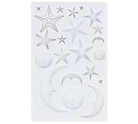 Silicone Fondant Mold, Star Moon Face Nonstick Food Grade Cake Mold, Reusable Heat Resistant Odorless Chocolate Molds for Making Cakes Cupcakes Pies Cookies Fondants Chocolates