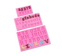 Silicone Fondant Molds 3 Pack of Fondant Cake Decorators Featuring Uppercase and Lowercase Letters and Numbers 0 to 9 Pink