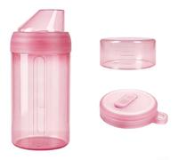 Silicone Food Storage Container Airtight Kitchen Canister with 3 Lids for Grains Pasta Cereal Dry Food Organiser Bin 9x9x22cm(750ML Pink)