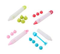 Silicone Food Writing Pen Set, 4 Piece Cake Decorating Gun with Nozzles, DIY Baking Piping Tools for Desserts, Chocolate, Icing, Cupcakes