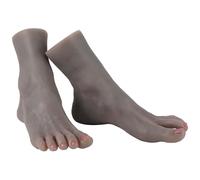 Silicone Foot fake feet Female Realistic Life Size 4 Model Mannequin for Display Jewelry Drawing Shoes Socks Fetish (1 Pair, Dark Black)
