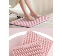 Silicone Foot Mat 2-in-1 Therapeutic- Switchable Massage Nodes for Reflexology, Indoor Jogging & Desk Standing | Non-Slip, Interlocking Tiles Pink(Eco-Friendly, Easy Clean)