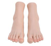 Silicone Foot Model Simulation Realistic Soft Touch Flexible Massage Technique Practice Nail Art Display Photography Manicure Beauty Training 1 Pair