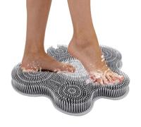 Silicone Foot Scrubber for Shower - Mat with Non-Slip Suction Cups | Wall Mounted Back Floor Pad | Ergonomic 14.17x11.42in Massage Wash Tool for Cleaning Bathroom Women Men Hygiene