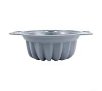 Silicone For Cake Pan with Secure Handle, Fluted Non Baking for For Cakes Bread and Desserts, Suitable for Oven Microwave and Dishwasher (grey)