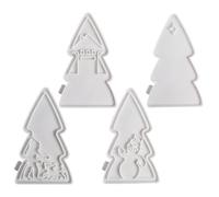 Silicone for Christmas - Reusable Silicone - 4 Pieces - Tree Shape for Epoxy Resin, for Women Beginners DIY Soap Chalk Clay Holiday Birthday
