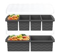 Silicone Freezer Molds for Soup with Lid, 1-Cup & 2-Cup Large Ice Cube Trays Food Storage Containers for Meal Prep, Freeze 500mL/250mL/125mL Portions - 2 Pack